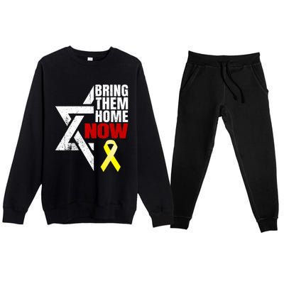 Israel Yellow Ribbon Symbol Bring Them Back Home Now Premium Crewneck Sweatsuit Set