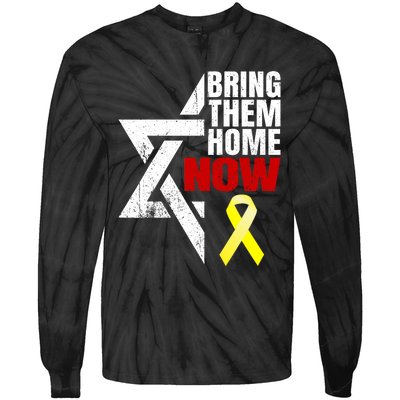 Israel Yellow Ribbon Symbol Bring Them Back Home Now Tie-Dye Long Sleeve Shirt