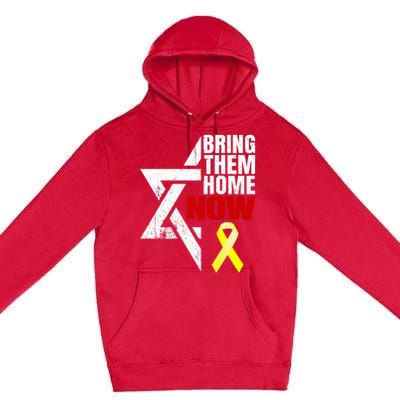 Israel Yellow Ribbon Symbol Bring Them Back Home Now Premium Pullover Hoodie