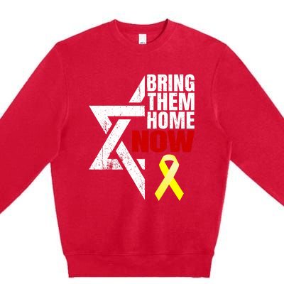 Israel Yellow Ribbon Symbol Bring Them Back Home Now Premium Crewneck Sweatshirt