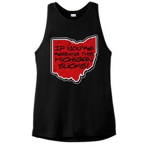 If You're Reading This Michigan Sucks Funny Ohio Ladies PosiCharge Tri-Blend Wicking Tank