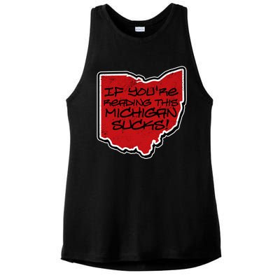 If You're Reading This Michigan Sucks Funny Ohio Ladies PosiCharge Tri-Blend Wicking Tank