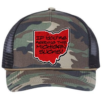 If You're Reading This Michigan Sucks Funny Ohio Retro Rope Trucker Hat Cap