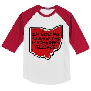 If You're Reading This Michigan Sucks Funny Ohio Kids Colorblock Raglan Jersey