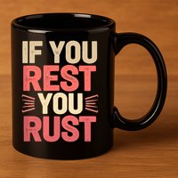 If You Rest You Rust Motivational Determination  11oz C Handle Ceramic Mug
