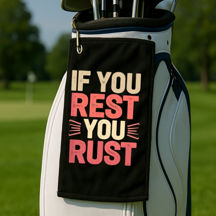 If You Rest You Rust Motivational Determination  Golf Towel