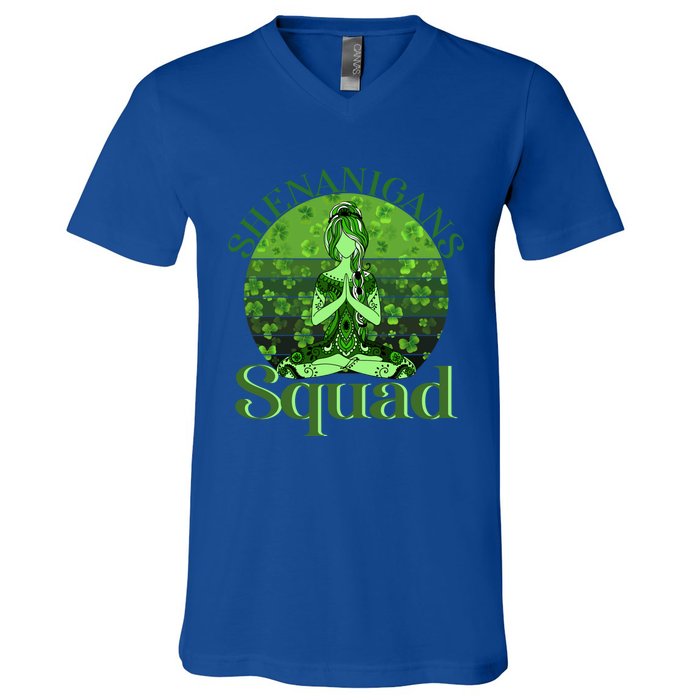 Irish Yoga Shenanigans Squad Sunset St Patricks Day Gift V-Neck T-Shirt