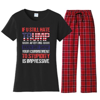 If You Still Hate Trump After This Biden Sht Show Women's Flannel Pajama Set