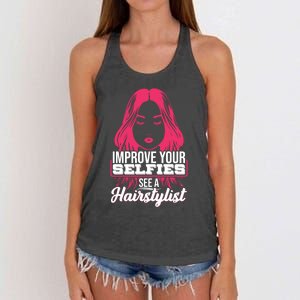 Improve Your Sies See A Hairstylist Gift Women's Knotted Racerback Tank