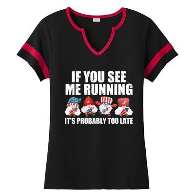 If You Sea Me Running Its Probably Fireworks Director Usa Gift Ladies Halftime Notch Neck Tee