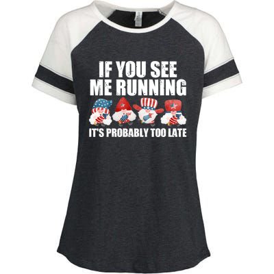 If You Sea Me Running Its Probably Fireworks Director Usa Gift Enza Ladies Jersey Colorblock Tee