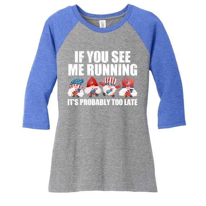 If You Sea Me Running Its Probably Fireworks Director Usa Gift Women's Tri-Blend 3/4-Sleeve Raglan Shirt