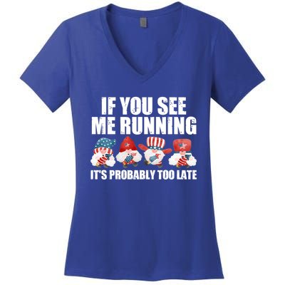 If You Sea Me Running Its Probably Fireworks Director Usa Gift Women's V-Neck T-Shirt