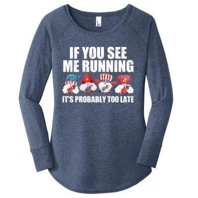 If You Sea Me Running Its Probably Fireworks Director Usa Gift Women's Perfect Tri Tunic Long Sleeve Shirt