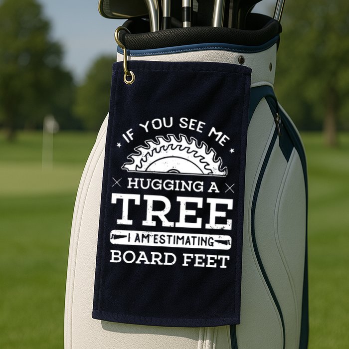 If You See Me Hugging A Tree Woodworking Lumberjack Golf Towel
