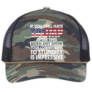 If You Still Hate Trump After This Biden Shit Show Funny Retro Rope Trucker Hat Cap