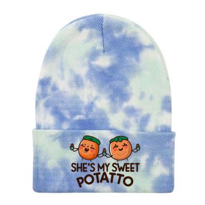 I Yam Shes My Sweet Potato Couples Funny Thanksgiving Tie Dye 12in Knit Beanie