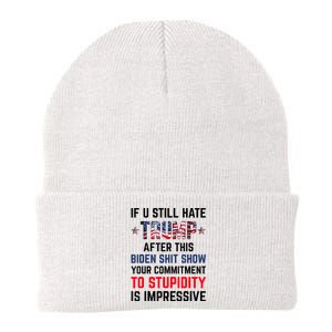 If You Still Hate Trump After This Biden Shit Show Funny Knit Cap Winter Beanie