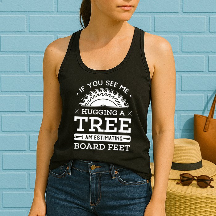 If You See Me Hugging A Tree Woodworking Lumberjack Womens Tank Top