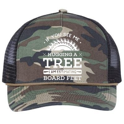 If You See Me Hugging A Tree Woodworking Lumberjack Retro Rope Trucker Hat Cap