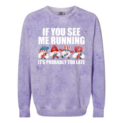 If You Sea Me Running Its Probably Fireworks Director Usa Cute Gift Colorblast Crewneck Sweatshirt