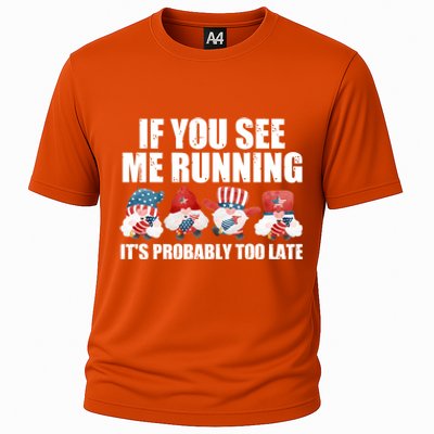 If You Sea Me Running Its Probably Fireworks Director Usa Cute Gift Cooling Performance Crew T-Shirt