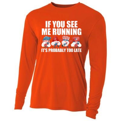 If You Sea Me Running Its Probably Fireworks Director Usa Cute Gift Cooling Performance Long Sleeve Crew