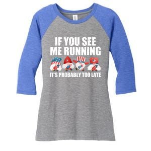 If You Sea Me Running Its Probably Fireworks Director Usa Cute Gift Women's Tri-Blend 3/4-Sleeve Raglan Shirt