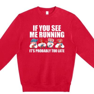 If You Sea Me Running Its Probably Fireworks Director Usa Cute Gift Premium Crewneck Sweatshirt