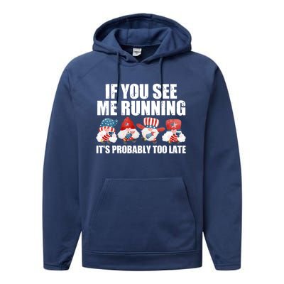 If You Sea Me Running Its Probably Fireworks Director Usa Cute Gift Performance Fleece Hoodie