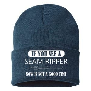 If You See A Seam Ripper Funny Sewing Sustainable Knit Beanie