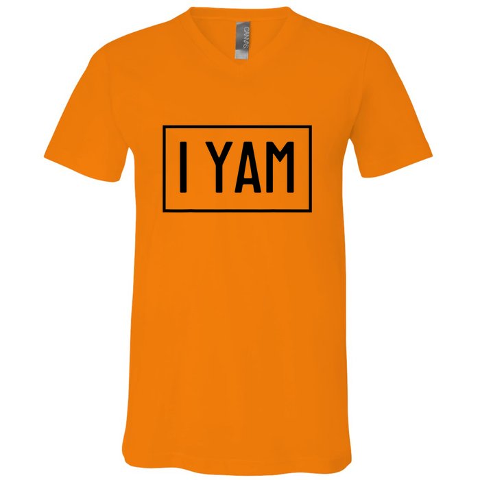 I Yam She's My Sweet Potato Thanksgiving Matching Couples V-Neck T-Shirt