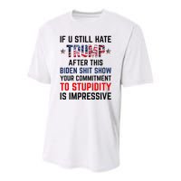 If You Still Hate Trump After This Biden Shit Show Funny Youth Performance Sprint T-Shirt