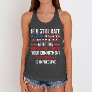 If You Still Hate Trump After This Biden Show Vote Trump Women's Knotted Racerback Tank