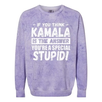 If You Think Kamala Is The Answer YouRe A Special Stupid Colorblast Crewneck Sweatshirt