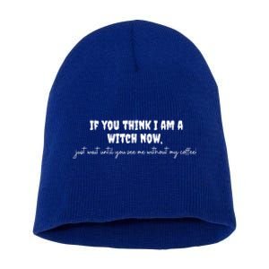 If You Think I Am A Witch Now Funny Humorous Halloween Gift Short Acrylic Beanie