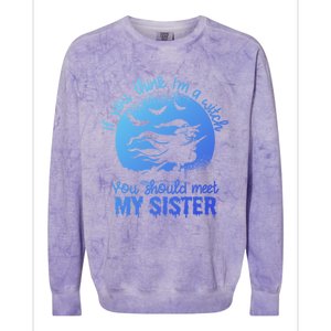 If You Think I Am A Witch You Should Meet My Sister Family Gift Colorblast Crewneck Sweatshirt