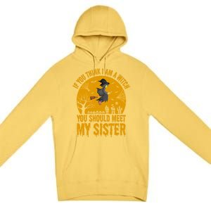 If You Think I Am A Witch You Should Meet My Sister Cool Gift Premium Pullover Hoodie