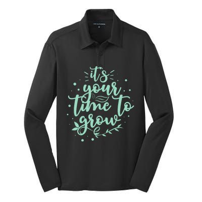 Its Your Time To Grow Silk Touch Performance Long Sleeve Polo