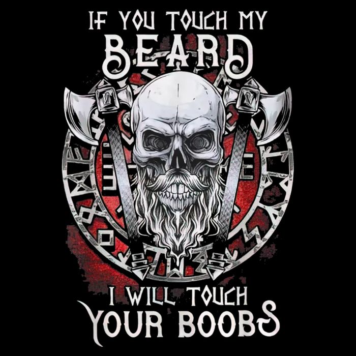 If You Touch My Beard I Will Touch Your Boobs Stripe Pom Pom Beanie