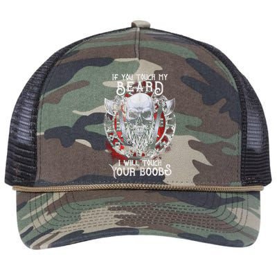 If You Touch My Beard I Will Touch Your Boobs Retro Rope Trucker Hat Cap