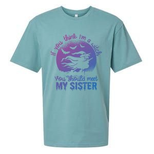 If You Think I Am A Witch You Should Meet My Sister Family Gift Sueded Cloud Jersey T-Shirt