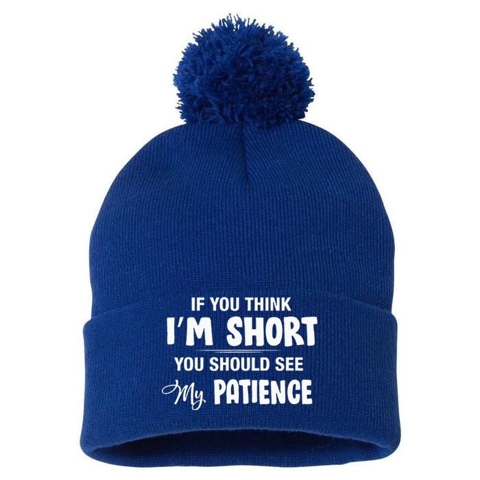 If You Think I Am Short You Should See My Patience Pom Pom 12in Knit Beanie