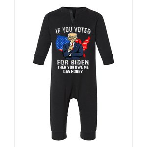 If You Voted For Biden Then You Owe Me Gas Money Joe Biden Infant Fleece One Piece