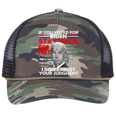 If You Voted For Biden Stay Back 500 Feet Funny Anti Biden Retro Rope Trucker Hat Cap