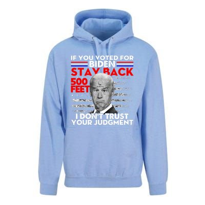 If You Voted For Biden Stay Back 500 Feet Funny Anti Biden Unisex Surf Hoodie