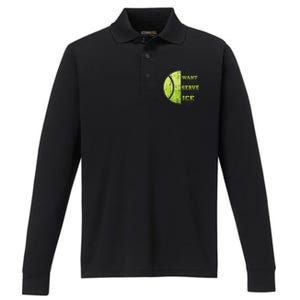 If You Want A Soft Serve Go Get Ice Cream Funny Tennis Performance Long Sleeve Polo