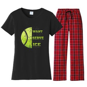 If You Want A Soft Serve Go Get Ice Cream Funny Tennis Women's Flannel Pajama Set