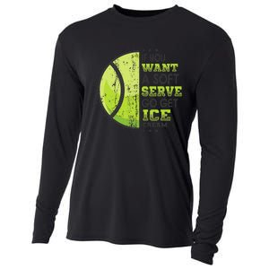 If You Want A Soft Serve Go Get Ice Cream Funny Tennis Cooling Performance Long Sleeve Crew