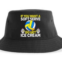 If You Want A Soft Serve Go Get Ice Cream Funny Volleyball  Sustainable Bucket Hat